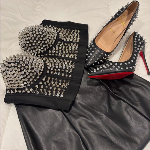 Black and Silver Spiked Women's Club Outfit - Picture 1 of 5